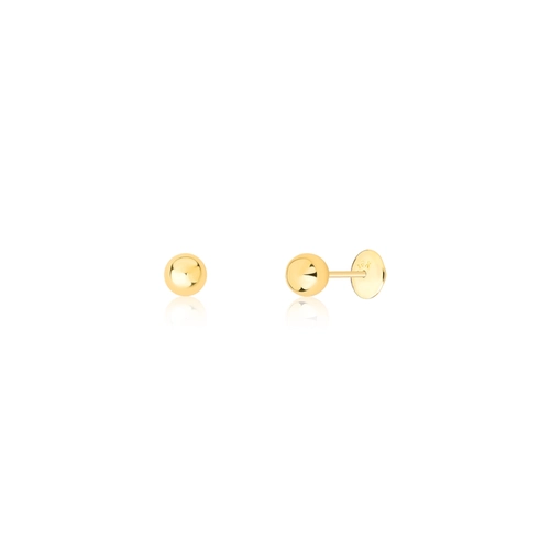 Brinco Infantil bolinha em ouro 18k esfera polida