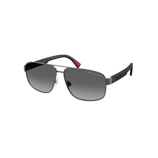 Óculos de Sol Polo Ralph Lauren 0PH3165 9215T361 Metal Cinza Polido com lentes na cor Cinza Degradê Polarizado 1