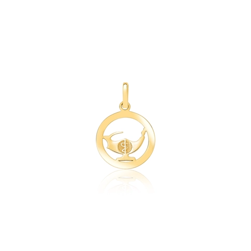 Pingente de Formatura redondo ouro 18k Grau Enfermagem
