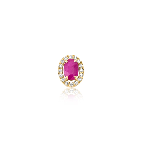 Pingente Le Luxe gema oval de Rubi ouro 18k contorno com 11pts de Diamantes