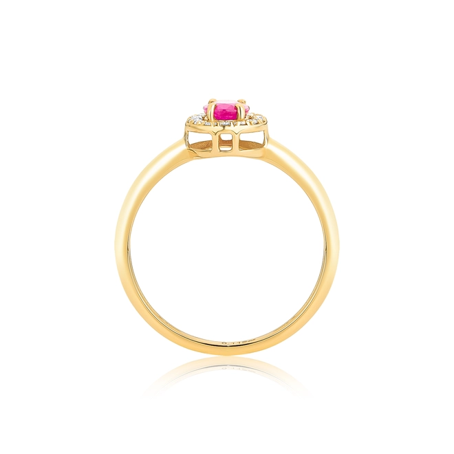 Anel Le Luxe gema oval de Rubi ouro 18k contorno com 11pts de Diamantes 3