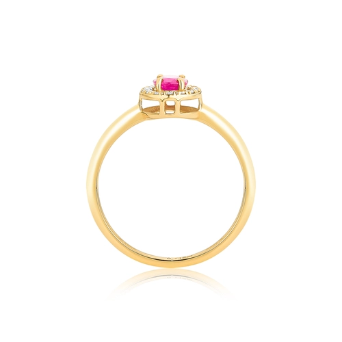Anel Le Luxe gema oval de Rubi ouro 18k contorno com 11pts de Diamantes