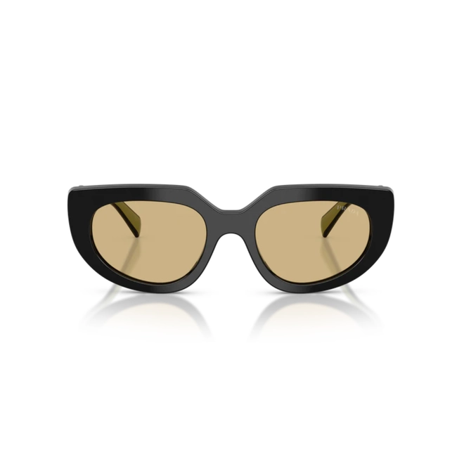 Óculos de Sol Prada 0PR D02S 03K10R53 Acetato Preto Polido com lentes na cor Amarelo 2