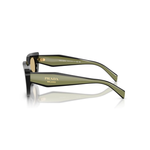 Óculos de Sol Prada 0PR D02S 03K10R53 Acetato Preto Polido com lentes na cor Amarelo