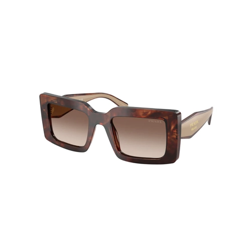 Óculos de Sol Prada 0PR D01S 00K10S52 Acetato Marrom Mesclado Polido com lentes na cor Marrom Degradê