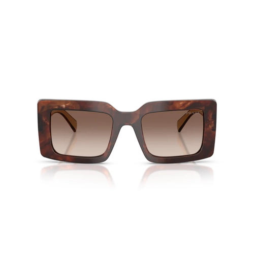 Óculos de Sol Prada 0PR D01S 00K10S52 Acetato Marrom Mesclado Polido com lentes na cor Marrom Degradê