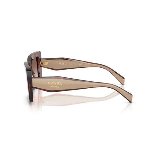 Óculos de Sol Prada 0PR D01S 00K10S52 Acetato Marrom Mesclado Polido com lentes na cor Marrom Degradê
