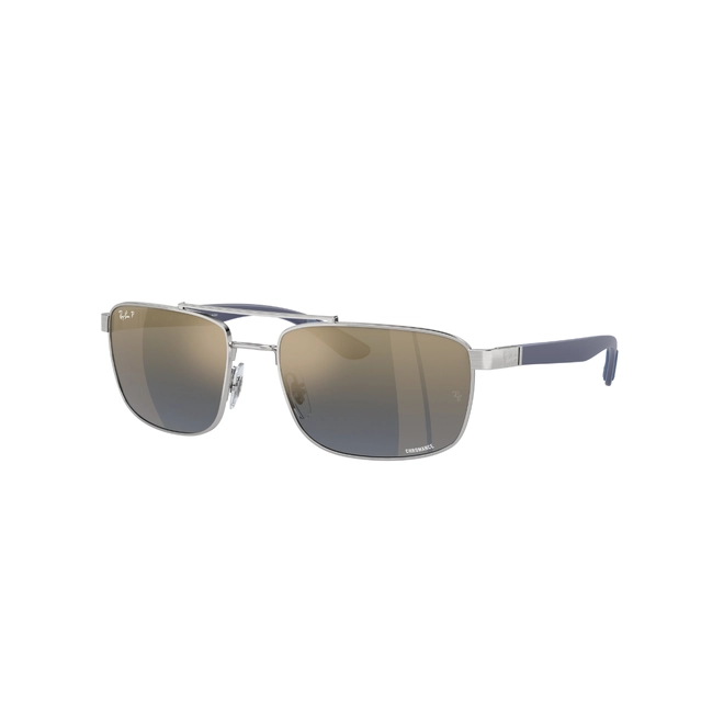 Óculos de Sol Ray-Ban 0RB3737CH 003/J060 Metal Prata com lentes na cor Azul e Amarelo Polarizado 1