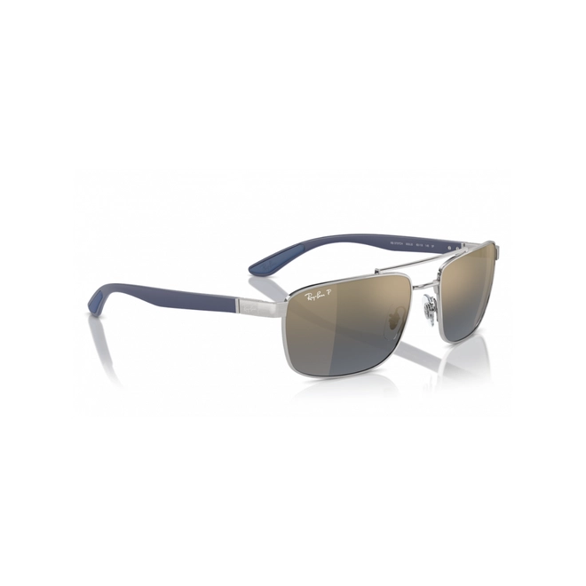 Óculos de Sol Ray-Ban 0RB3737CH 003/J060 Metal Prata com lentes na cor Azul e Amarelo Polarizado 3