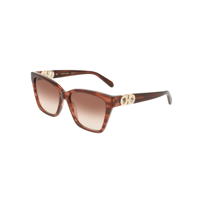 Óculos de Sol Salvatore Ferragamo SF2110S 656 57 Acetato Vermelho Mesclado com lentes na cor Marrom Degradê 1