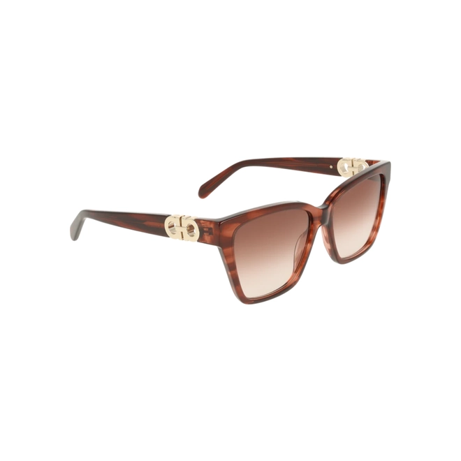 Óculos de Sol Salvatore Ferragamo SF2110S 656 57 Acetato Vermelho Mesclado com lentes na cor Marrom Degradê 3