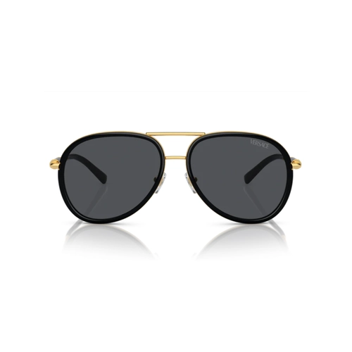 Óculos de Sol Versace 0VE2260 10028760 Metal Preto com lentes na cor Cinza Escuro