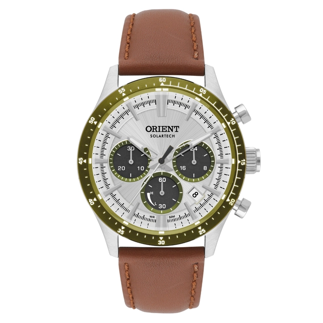 Relógio Orient Sport Solartech Cronógrafo - MBSCC065 S1MX Branco 1