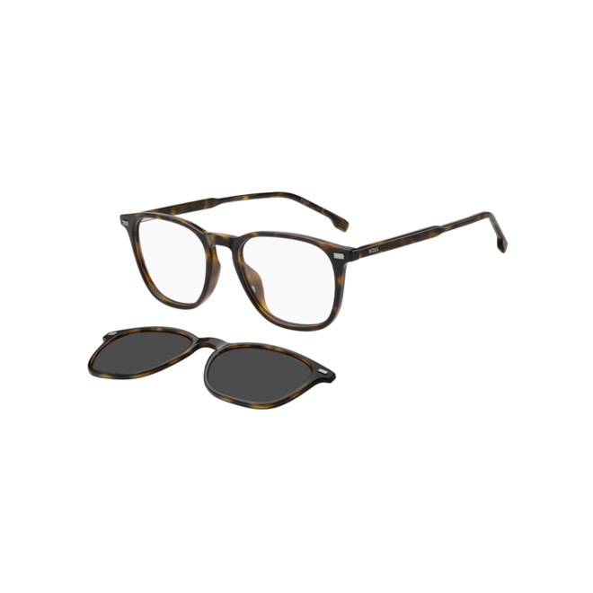 Óculos de Grau Hugo BOSS 1882/G/C 086 5319 Acetato Marrom Mesclado com Clip-On na cor Cinza Polarizado 1
