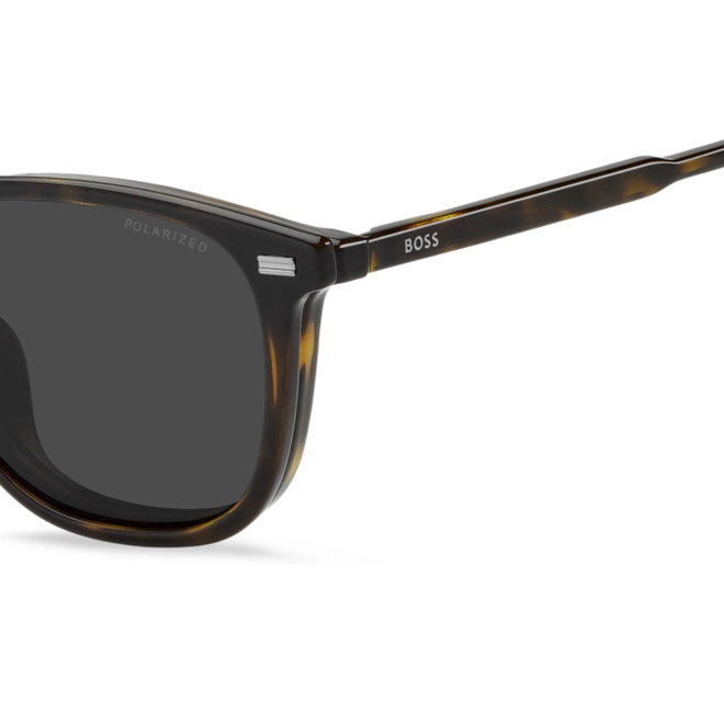 Óculos de Grau Hugo BOSS 1882/G/C 086 5319 Acetato Marrom Mesclado com Clip-On na cor Cinza Polarizado 4
