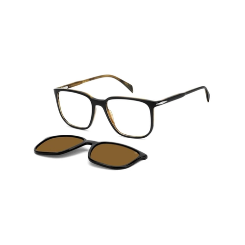 Óculos de Grau David Beckham DB 1210/C PPO 5518 Acetato Preto com Clip-On na cor Marrom Polarizado