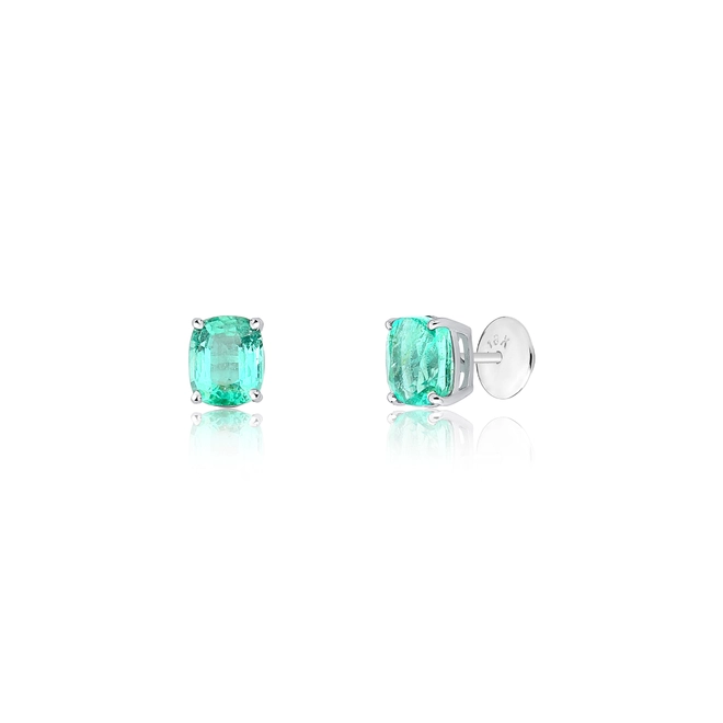 Brinco Selection Stud ouro branco 18k com Esmeralda Colombiana 220pts o par 1