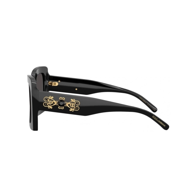 Óculos de Sol Dolce & Gabbana 0DG4525B 501/8754 Acetato Preto com lentes na cor Cinza Escuro 3