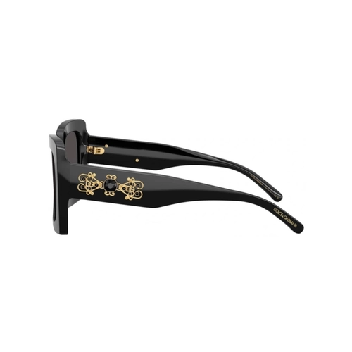 Óculos de Sol Dolce & Gabbana 0DG4525B 501/8754 Acetato Preto com lentes na cor Cinza Escuro