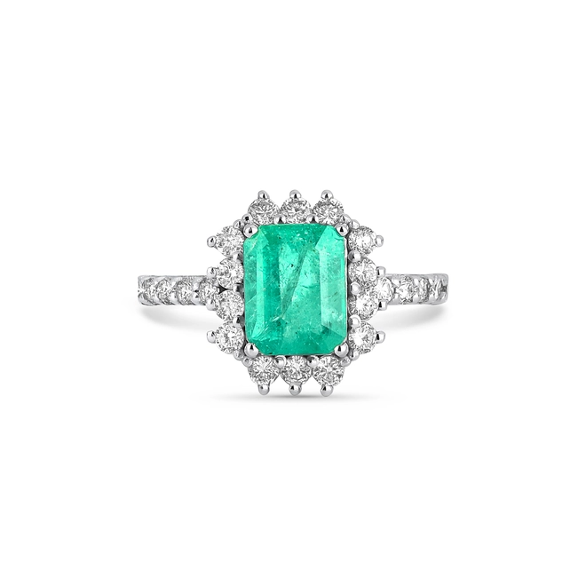 Anel Selection de Esmeralda ouro branco 18k com 69pts de Diamantes 2