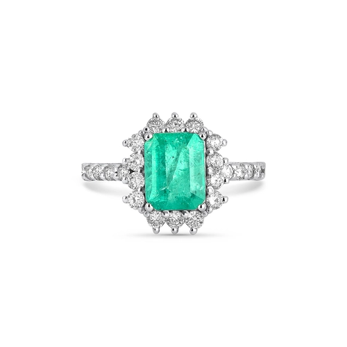 Anel Selection de Esmeralda ouro branco 18k com 69pts de Diamantes