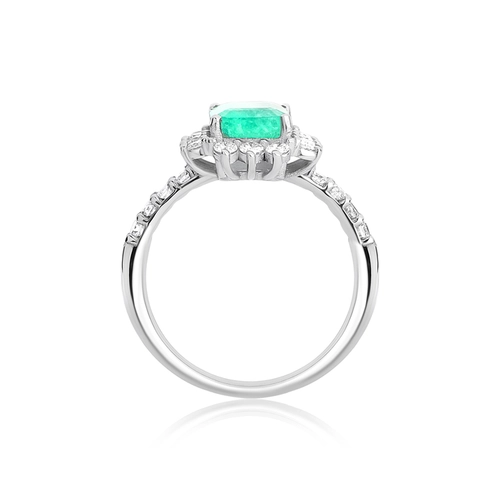 Anel Selection de Esmeralda ouro branco 18k com 69pts de Diamantes
