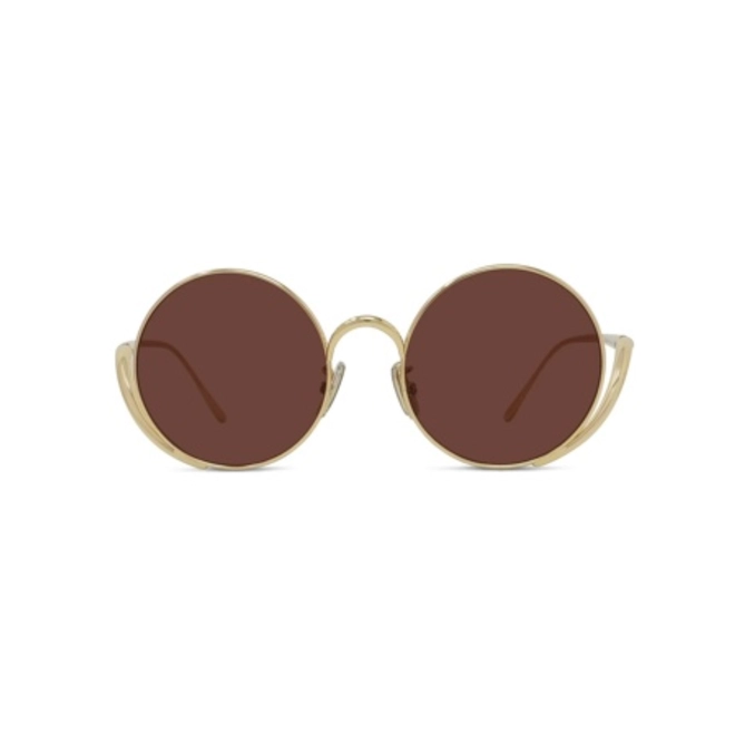 Óculos de Sol Loewe LW40187U_5030S Metal Dourado com lentes na cor Marrom 2
