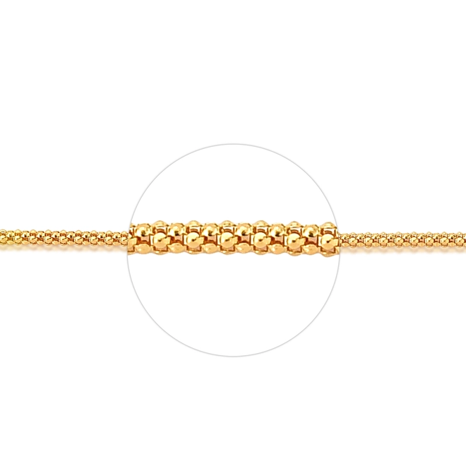 Corrente malha Popcorn ouro 18k fecho mosquetão 50CM 3