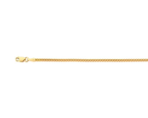 Corrente malha Popcorn ouro 18k fecho mosquetão 50CM