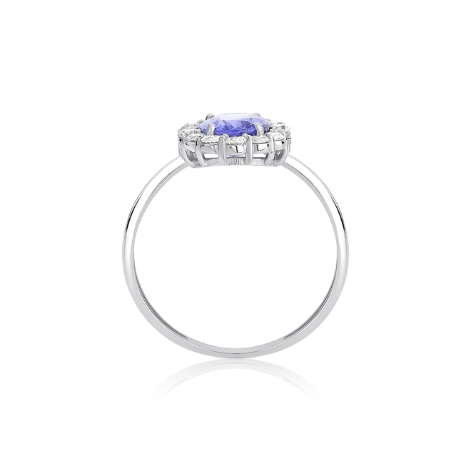 Anel Selection oval de Tanzanita ouro branco contorno halo com 42pts de Diamantes 3