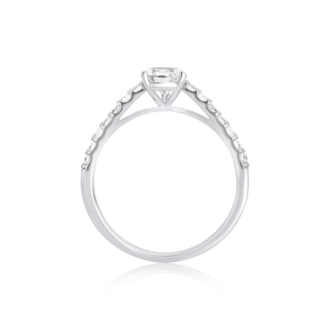 Anel Selection Solitário ouro branco 18k gota e meio aro de Diamantes 4