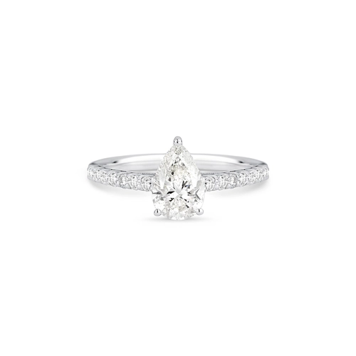 Anel Selection Solitário ouro branco 18k gota e meio aro de Diamantes