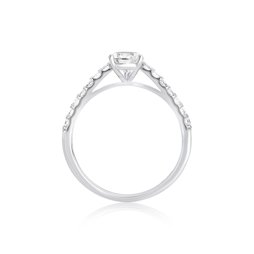 Anel Selection Solitário ouro branco 18k gota e meio aro de Diamantes