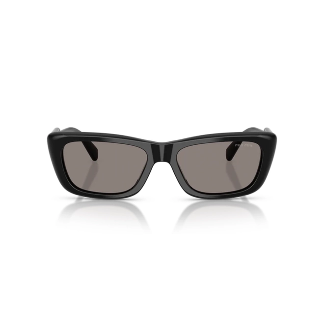 Óculos de Sol Miu Miu 0MU B12S 16K80Q56 Acetato Preto Polido com lentes na cor Cinza Escuro 2