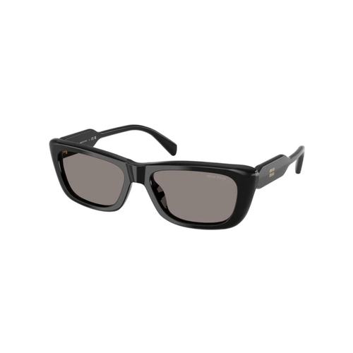 Óculos de Sol Miu Miu 0MU B12S 16K80Q56 Acetato Preto Polido com lentes na cor Cinza Escuro