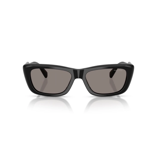 Óculos de Sol Miu Miu 0MU B12S 16K80Q56 Acetato Preto Polido com lentes na cor Cinza Escuro