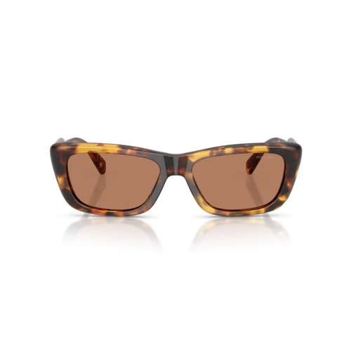 Óculos de Sol Miu Miu 0MU B12S 14L20D56 Acetato Marrom Mesclado Polido com lentes na cor Marrom