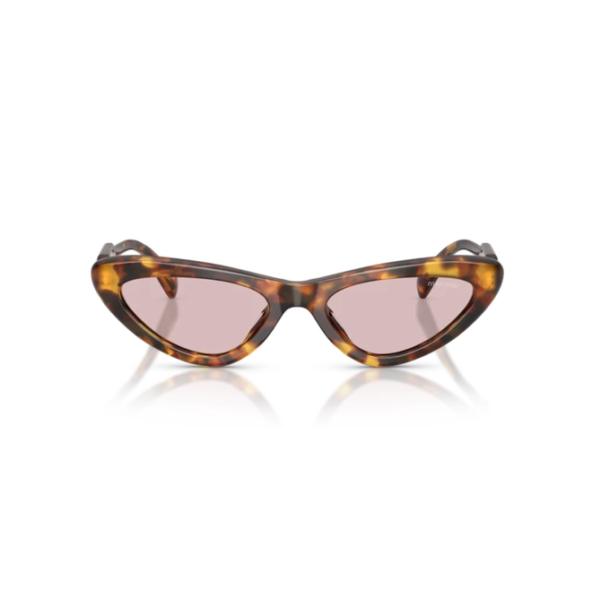 Óculos de Sol Miu Miu 0MU B11SU 14L4I055 Acetato Marrom Mesclado Polido com lentes na cor Rosa 2