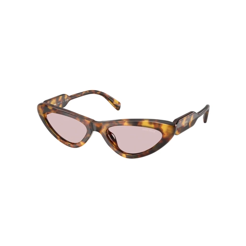 Óculos de Sol Miu Miu 0MU B11SU 14L4I055 Acetato Marrom Mesclado Polido com lentes na cor Rosa