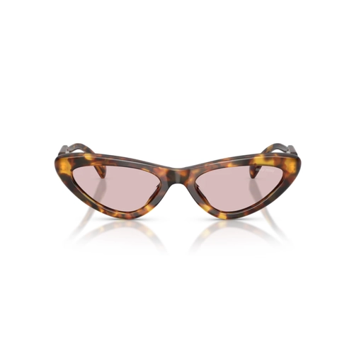 Óculos de Sol Miu Miu 0MU B11SU 14L4I055 Acetato Marrom Mesclado Polido com lentes na cor Rosa
