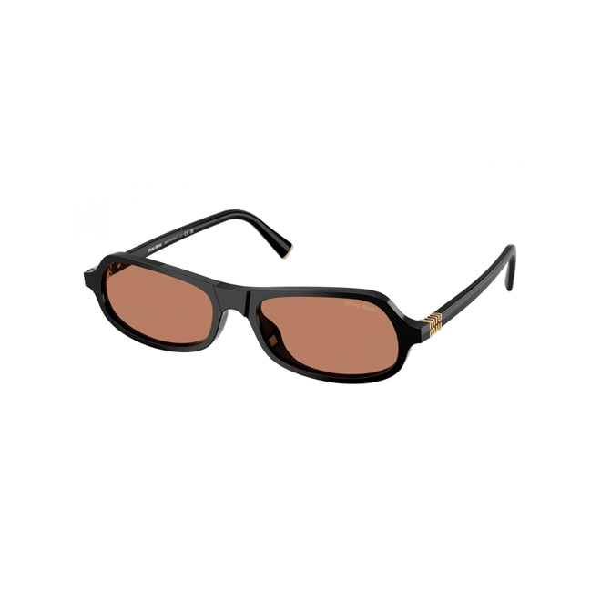 Óculos de Sol Miu Miu 0MU B10SU 16K90Q55 Acetato Preto Polido com lentes na cor Marrom 1