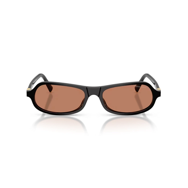 Óculos de Sol Miu Miu 0MU B10SU 16K90Q55 Acetato Preto Polido com lentes na cor Marrom 2