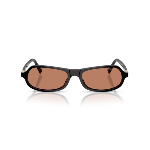 Óculos de Sol Miu Miu 0MU B10SU 16K90Q55 Acetato Preto Polido com lentes na cor Marrom