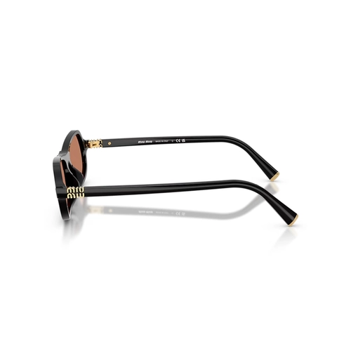 Óculos de Sol Miu Miu 0MU B10SU 16K90Q55 Acetato Preto Polido com lentes na cor Marrom
