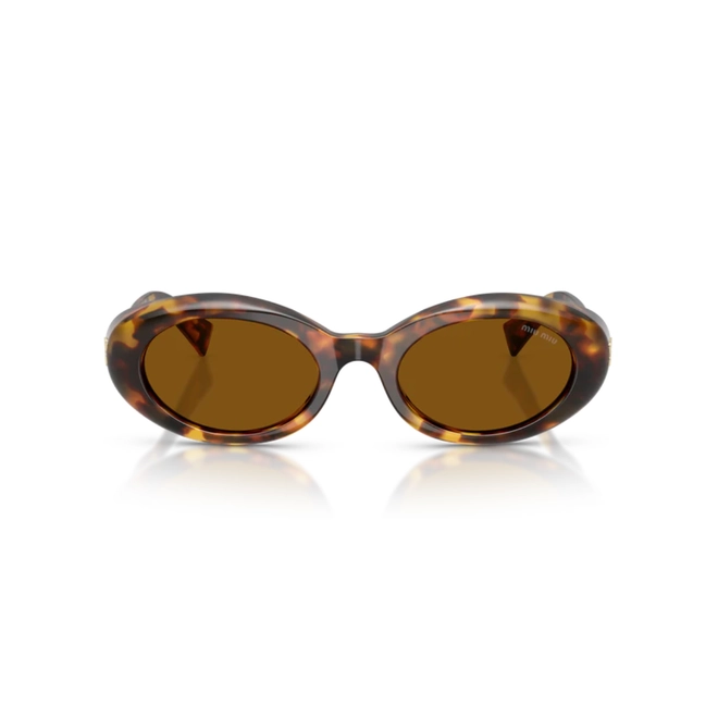 Óculos de Sol Miu Miu 0MU B09S 14L20V52 Acetato Marrom Mesclado Polido com lentes na cor Marrom Escuro 2