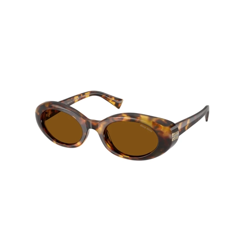 Óculos de Sol Miu Miu 0MU B09S 14L20V52 Acetato Marrom Mesclado Polido com lentes na cor Marrom Escuro