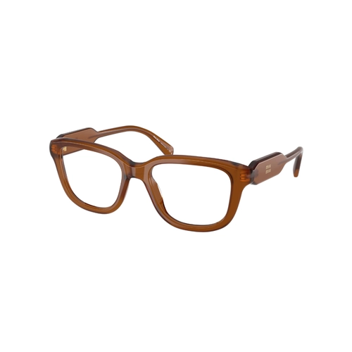 Óculos de Grau Miu Miu 0MU 02ZV 22I1O153 Acetato Marrom Transparente Polido