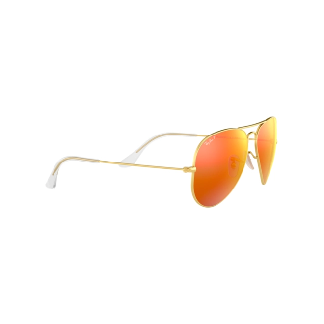 Óculos de Sol Ray-Ban Aviator 0RB3025 112/4D58 Metal Dourado com lentes na cor Laranja Espelhado 3