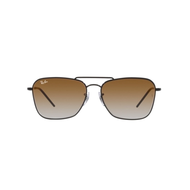 Óculos de Sol Ray-Ban Caravan Reverse 0RBR0102S 002/CB58 Metal Preto com lentes na cor Marrom Degradê 2