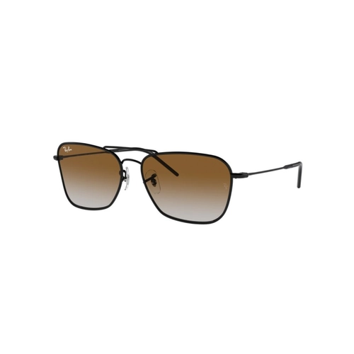 Óculos de Sol Ray-Ban Caravan Reverse 0RBR0102S 002/CB58 Metal Preto com lentes na cor Marrom Degradê